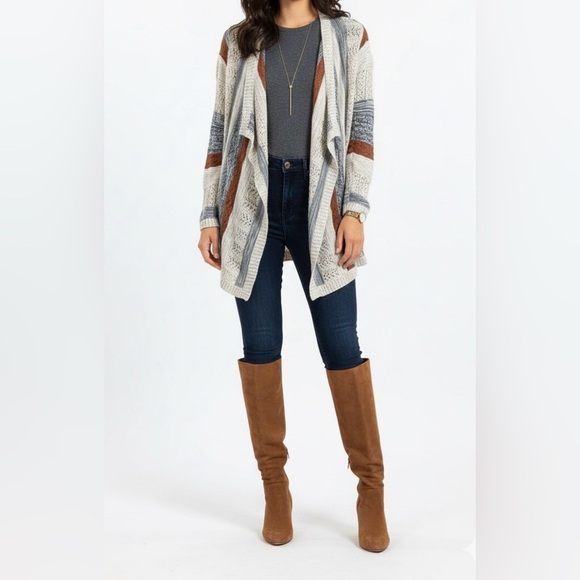 Absolutely Famous Sweaters - Absolutely Famous Knitted Striped Cardigan Size M